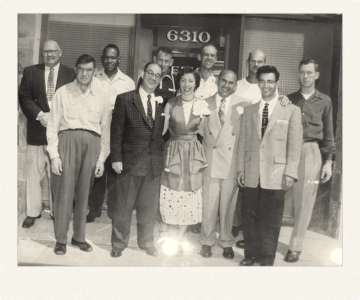 The Smardan crew, mid-century — their photograph